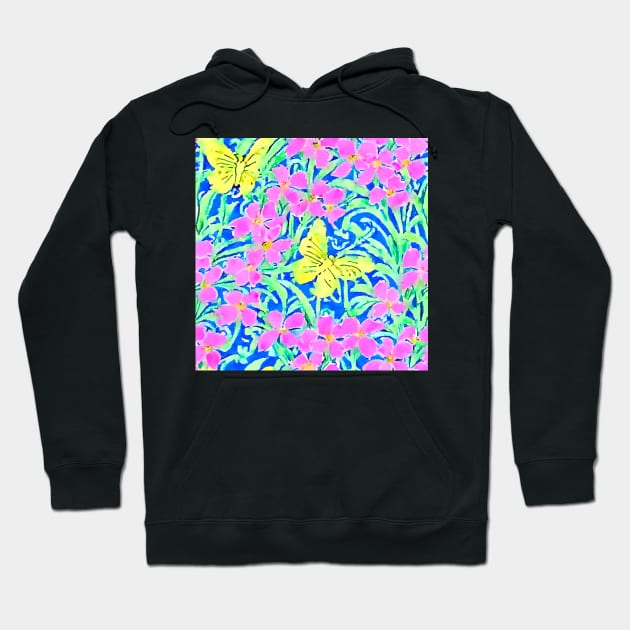 Neon colors forget me nots, branches and butterflies Hoodie by SophieClimaArt